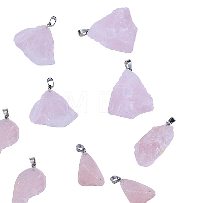 5Pcs 5 Style Natural Rose Quartz Pendants G-CJ0001-42-1