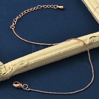 Rack Plating Brass Box Chain Bracelets for Women BJEW-G735-02RG-1