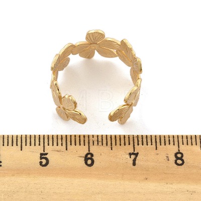 Flower Brass Cuff Rings for Women RJEW-B119-14G-04-1