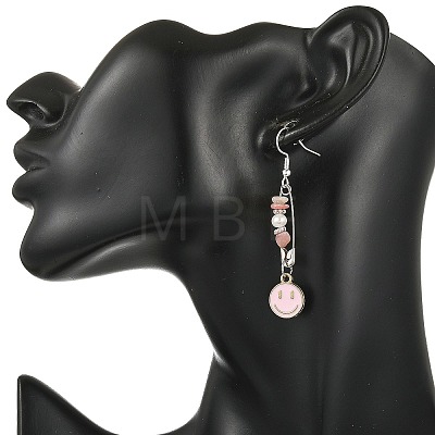 Natural Gemstone & Alloy Enamel & Iron Dangle Earrings for Women EJEW-JE07405-1
