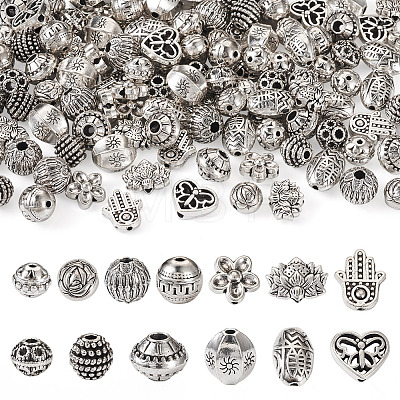  130Pcs 13 Styles Tibetan Style Alloy Beads FIND-TA0002-75-1