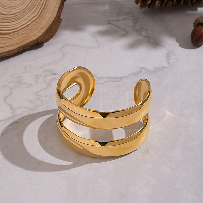 European Style 304 Stainless Steel Double Layers Open Cuff Bangles for Women EH8153-1