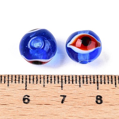 Handmad Evil Eye Round Lampwork Beads LAMP-T021-17B-1