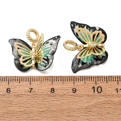 Brass Micro Pave Cubic Zirconia with Acrylic Pendants AC-CJC23E2-01G-03-RS-1