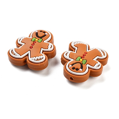 Christmas Gingerbread Man Silicone Beads SIL-U005-01A-1