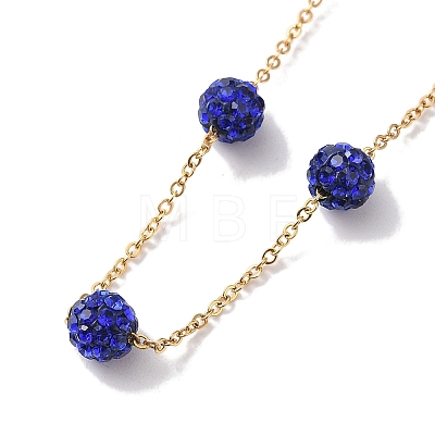 Polymer Clay Rhinestone Beads Necklace BJEW-B078-05G-1