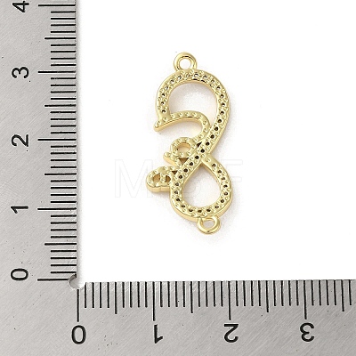 Rack Plating Brass Micro Pave Clear Cubic Zirconia Love Infinity Connector Charms KK-C052-42C-G-1
