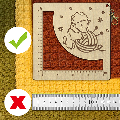 Wooden Square Frame Crochet Ruler DIY-WH0537-004-1