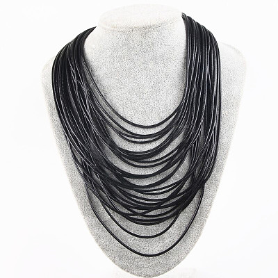 Bohemian Style Imitation Leather Cord Multi Layered Necklaces FS-WG38EA9-02-1