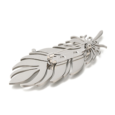 Feather 201 Stainless Steel Brooch for Women STAS-B076-08G-02-1