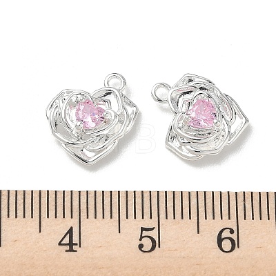 Valentine's Day Brass Micro Pave Cubic Zirconia Charms KK-P355-15S-02-1