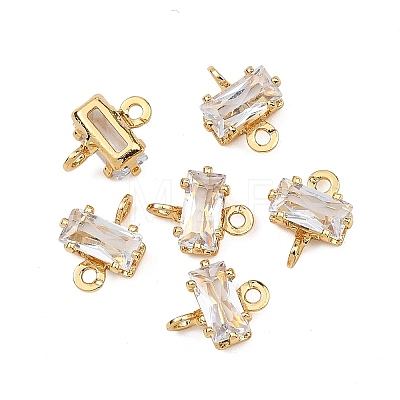 SHEGRACE Brass Pave Cubic Zirconia Rectangle Connector Charms XGRQ2O372-438A-G-1