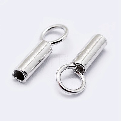 Rhodium Plated 925 Sterling Silver Cord Ends X-STER-F036-21P-3mm-1