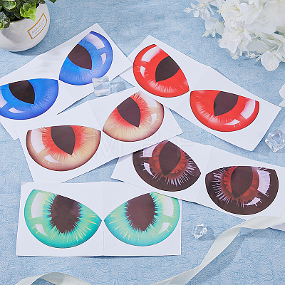 SUPERFINDINGS 5 Sheets 5 Colors Eye Shape Waterproof PVC Car Stickers FIND-FH0008-63-1