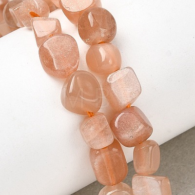 Natural Peach Moonstone Beads Strands G-P601-A19-02-1