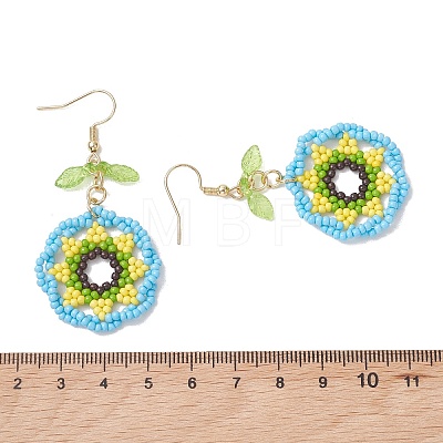 3 Pairs 3 Colors Glass Seed Beaded & 304 Stainless Steel Dangle Earrings EJEW-MZ00719-1