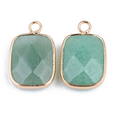 Faceted Natural Green Aventurine Pendants X-G-S359-179A-1