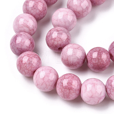 Opaque Crackle Glass Round Beads Strands GLAA-T031-10mm-01Y-1