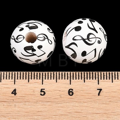 Printed Wood European Beads WOOD-G029-02-1