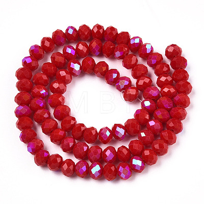 Electroplate Opaque Solid Color Glass Beads Strands EGLA-A034-P6mm-L21-1