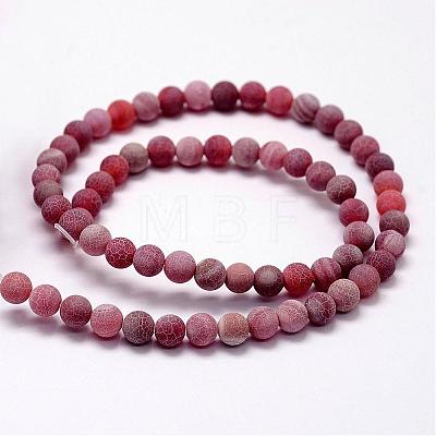 Frosted Natural Weathered Agate Beads Strands G-F367-8mm-04-1