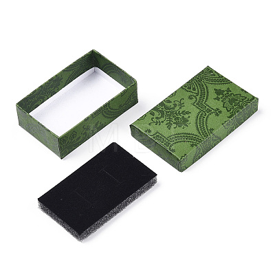 Flower Printed Cardboard Jewelry Boxes X-CBOX-T006-10A-1