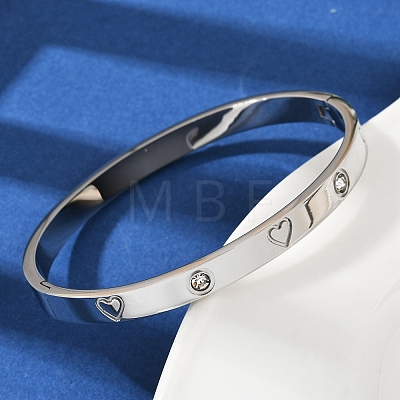 201 Stainless Steel with Rhinestone Bangles for Women BJEW-B138-04P-1
