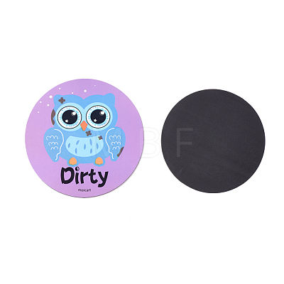 Owl Clean Dirty Double Sided Dish Washer Magnet Sign AJEW-D044-06A-1