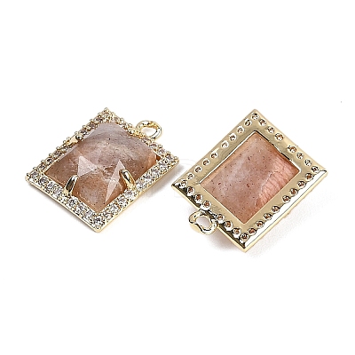 Natural Sunstone Faceted Rectangle Pendants G-I375-05G-04-1