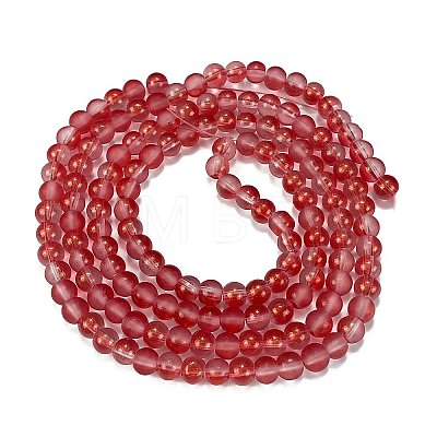 Frosted Transparent Glass Bead Strands GLAA-P065-6mm-06-1