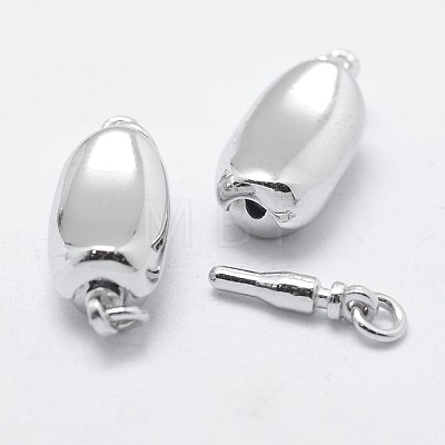 Rhodium Plated 925 Sterling Silver Box Clasps STER-F037-026P-1