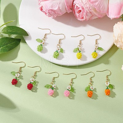 Handmade Glass Seed Beads Apple Dangle Earrings EJEW-MZ00575-1