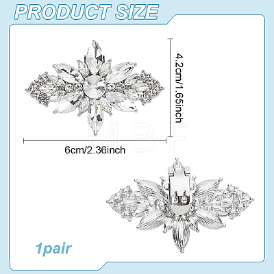 ANATTASOUL 1Pc Flower Alloy with Glass Detachable Shoe Buckel Clips AJEW-AN0007-18-1