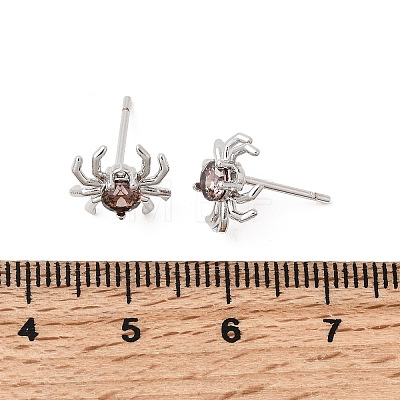 Spider Brass Micro Pave Cubic Zirconia Stud Earrings EJEW-L306-04P-02-1