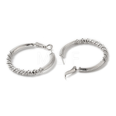 Rack Plating Brass Beaded Hoop Earrings for Women EJEW-D059-10P-1