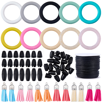 12Pcs 12 Colors Ring Silicone Beads SIL-BM0001-11-1