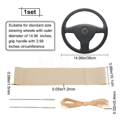 DIY Hand Sewing Genuine Leather Steering Wheel Cover AJEW-WH0002-60D-1