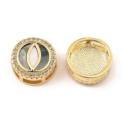 Brass Micro Pave Clear Cubic Zirconia Slide Charms KK-K342-09G-03-1
