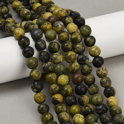 Natural Yellow Turquoise(Jasper) Beads Strands G-F591-25-10mm-1