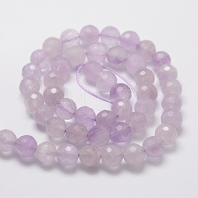 Faceted Round Natural Amethyst Bead Strands G-L437-05-8mm-1