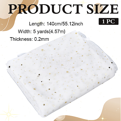 5 Yards Star Moon Polyester Mesh Fabric DIY-WH0899-684B-1