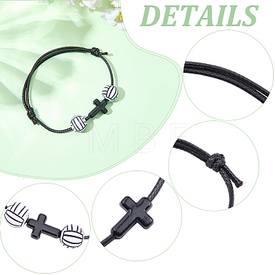 30Pcs Sports Theme Acrylic Beads Braided Bead Bracelets BJEW-BM00009-1