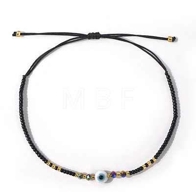Bohemian Glass Seed Beaded Braided Bead Bracelets EZ3029-8-1