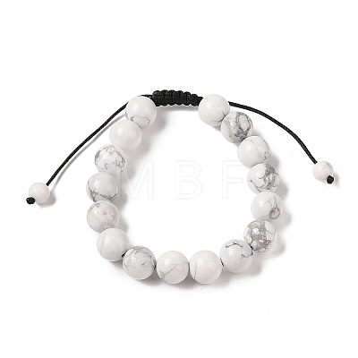 10mm Round Natural Howlite Braided Bead Bracelets BJEW-C067-01C-08-1