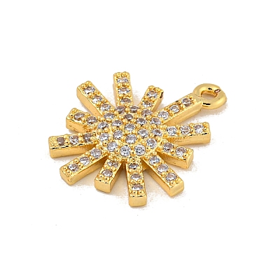 Sun Rack Plating Brass Micro Pave Clear Cubic Zirconia Pendants KK-P277-18G-1