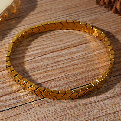 Synthetic Non-magnetic Hematite Beads Stretch Bracelets for Men RT8592-1