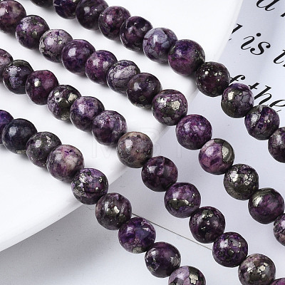 Assembled Synthetic Charoite and Pyrite Beads Strands G-S366-056-1