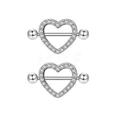 Brass Clear Cubic Zirconia Nipple Rings WG88A97-16-1