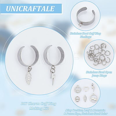 Unicraftale DIY Charm Cuff Ring Making Kit STAS-UN0051-42-1