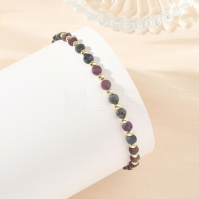 Natural Red Corundum/Ruby and Sapphire Faceted Beaded Stretch Bracelets for Women BJEW-JB14254-1